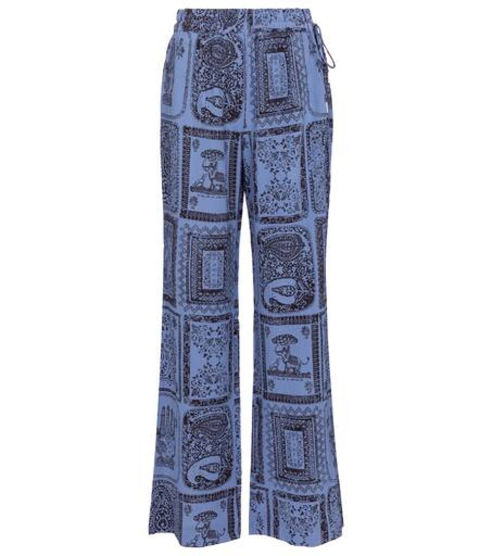 Acne Studios Printed Blue High Rise Wide Leg Pants Size 32